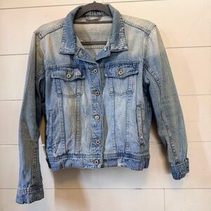 Pre-owned Zara Light Blue Distressed/Washed Denim Jacket - Women